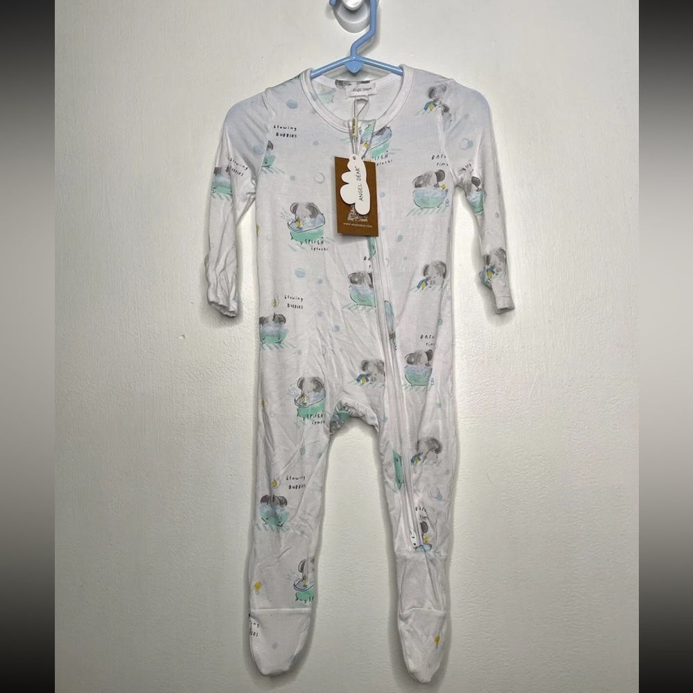 Angel Dear Bamboo Coverall Footie Baby Size 6-9 Months White Elephant